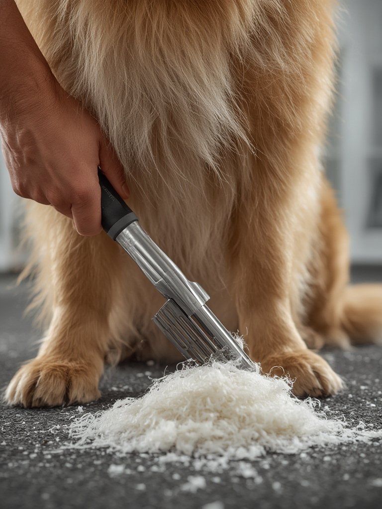 deshedding tool in action