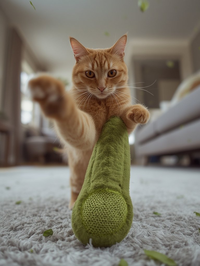 cat toy in action