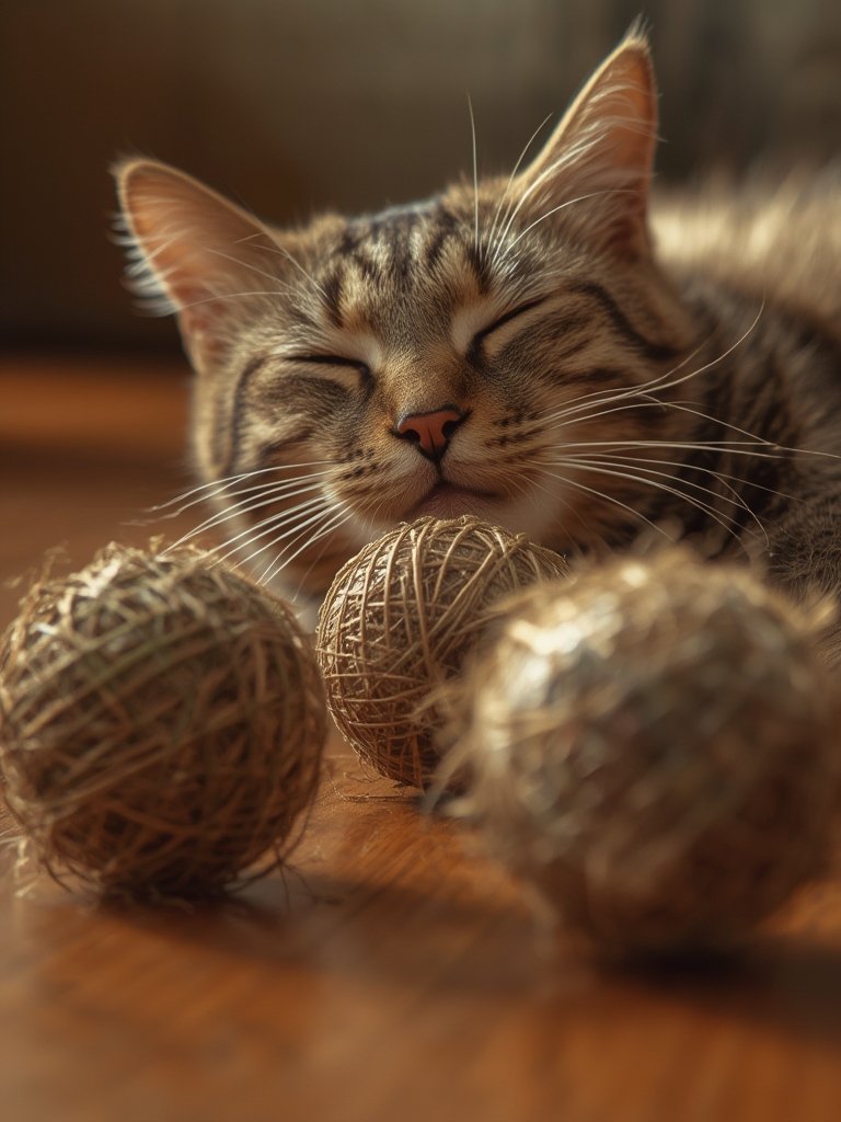 catnip balls in action