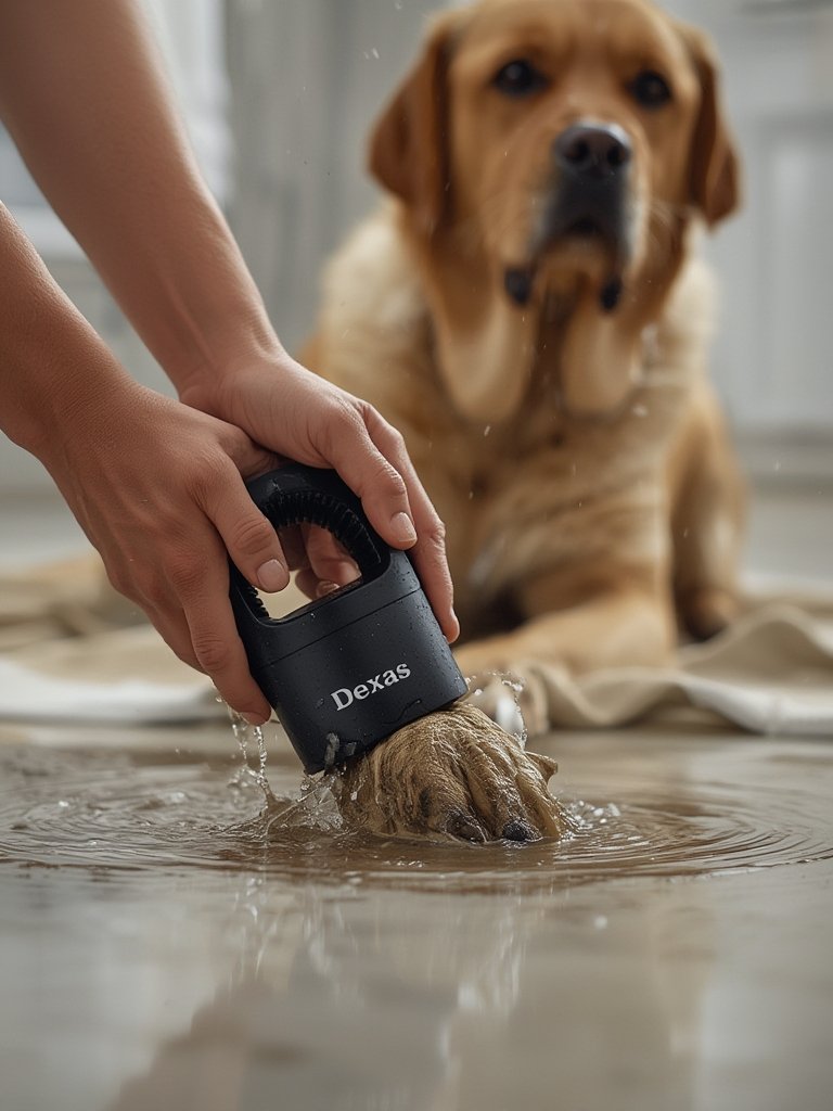 paw cleaner in action