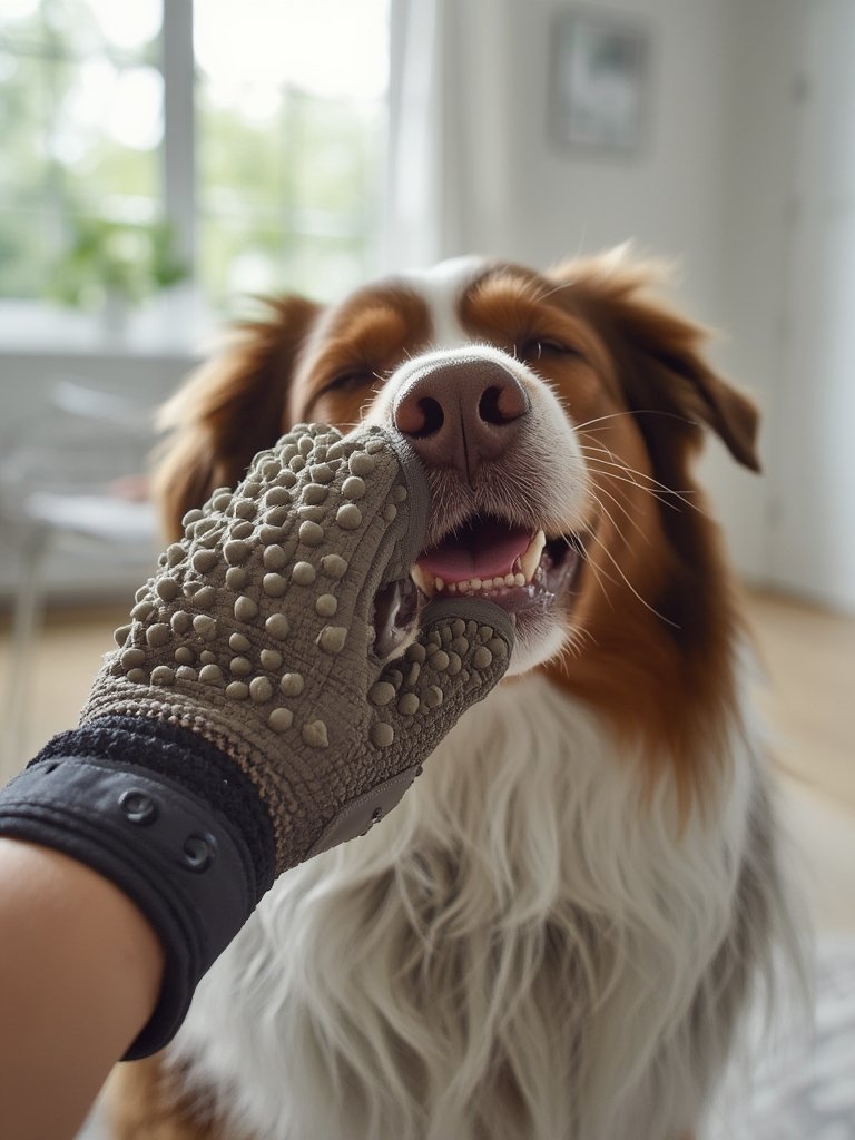 pet glove in action