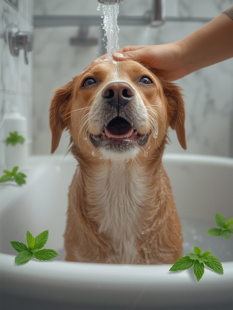 dog shampoo in action